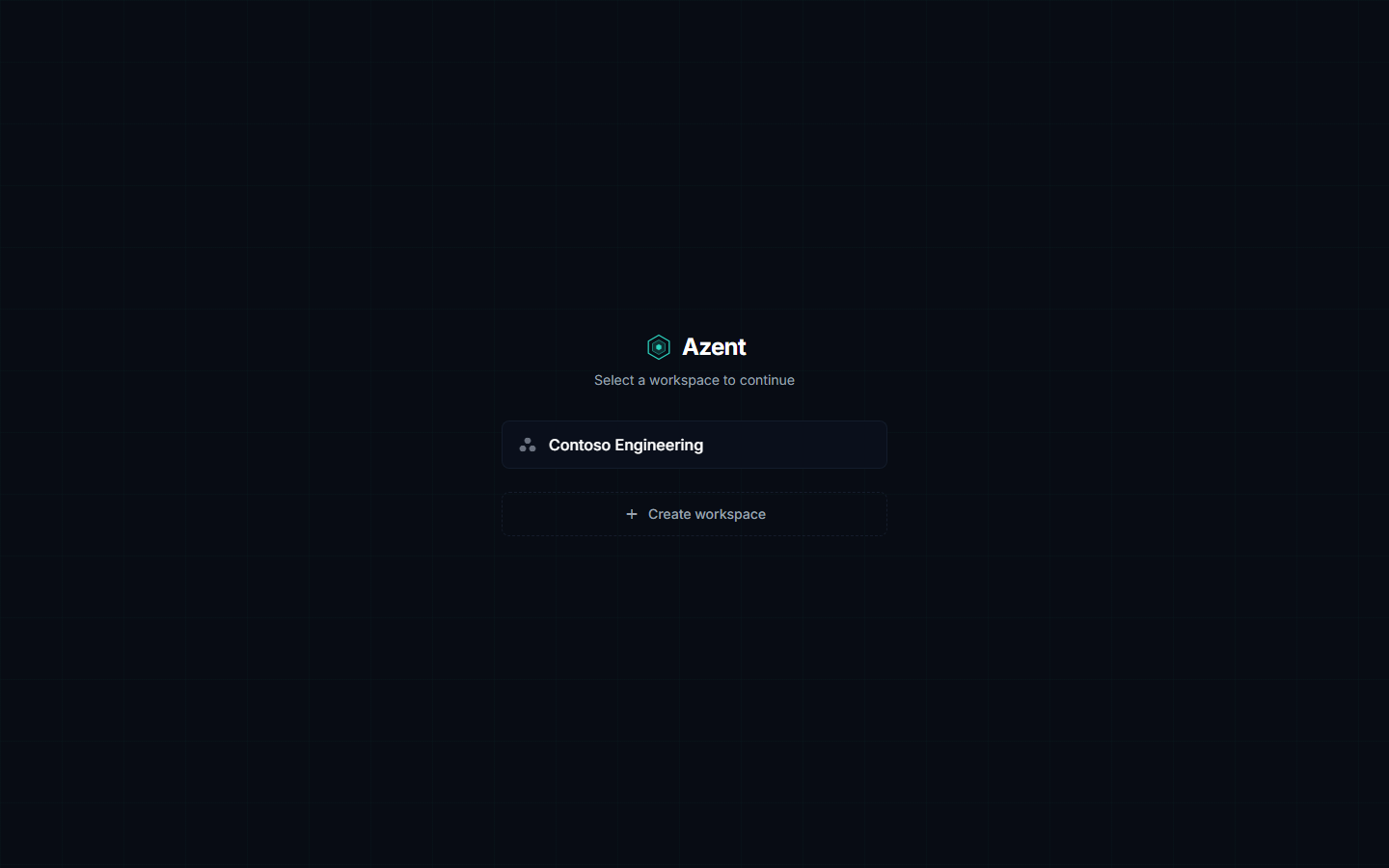 Workspace selection screen