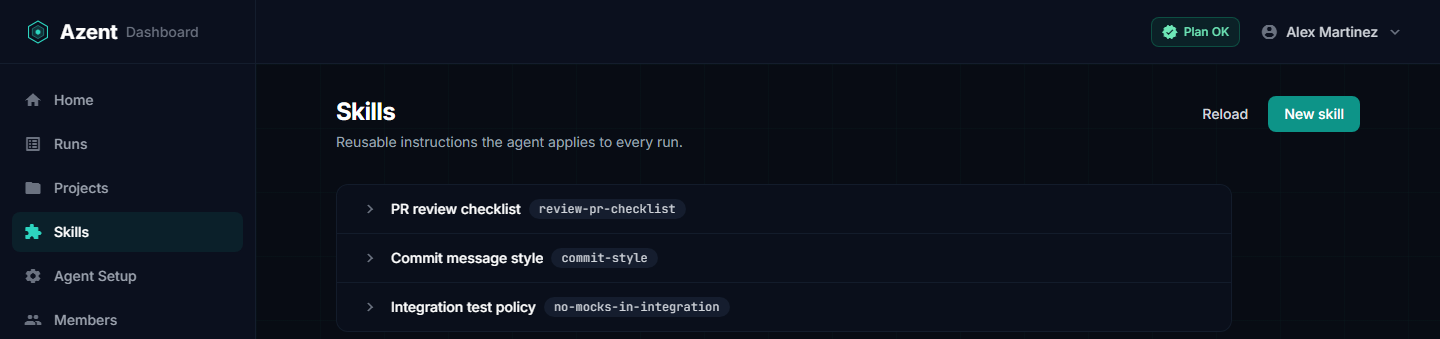 Skills page